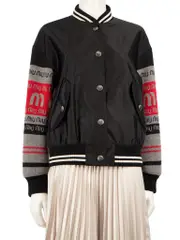 Knitted Logo Sleeve Bomber Jacket