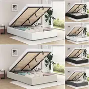 ALFORDSON Bed Frame Queen Double King Single Gas Lift Storage Fabric Boucle King Single - Boucle White