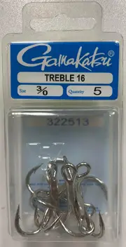 Gamakatsu 16 Heavy Duty Treble Fishing Hook #3/0
