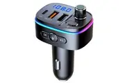 Bluetooth 5.0 Car FM Transmitter, Quick Charge QC3.0 + PD, Handsfree Call, Bluetooth FM Transmitter, HiFi Stereo Music, USB Disk Plug Play,car mp3 Adapter Dual Fast Charger(Black)