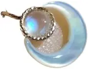 [Yihuaqun] Astral crescent ring, natural moonstone handmade ring, 14K Gold-Filled,wash your hands and do not fade.