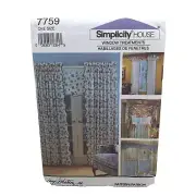 Simplicity 7759 Window Treatments Valance Cafe Shade Sewing Pattern