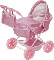 Baby Doll Bassinet Pram with Cover with Retractable Canopy & Storage, Hot Pin...