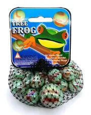 Tree Frog Net Bag of 25 Glass Mega Marbles Vacor 1 Shooter 24 Players Iridescent