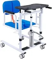 Hydraulic Patient Lift Transfer Chair for Home,Hydraulic Patient Lift Wheelchair for Home Portable Transfer Nursing Chair Lifter 180° Split Seat Cushion Bathroom Bedside Commode-B