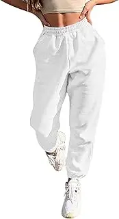 [Generic] Women Drawstring Pants Jogging Pants Loose Casual Pants Plus Size Before Christmas Pants (White, L)