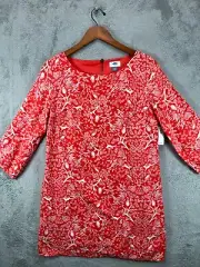 NWT Old Navy Mini Dress Womens Medium Boho Red Woodland Trees Half Sleeve Ladies