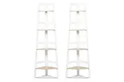 2x 4 Tier Ladder Shelving Unit Display Stand Book Rack Corner Storage White