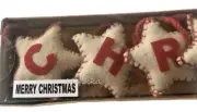 Sleigh Hill Mantle Tree Garland 6 FT Merry Christmas Stars Wool Felt Embroidered