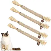 Catnip Sticks,4 Pack Cat Chew Stick,Cat Teeth Nip Cleaning Catnip Toys for Indoor Kitten Teething Dental Care, Increase Appetite and Stress