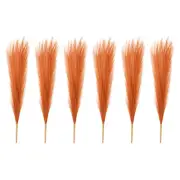 6 Pcs 17 Inch Faux Pampas Grass Artificial Boho Decor Orange