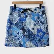 RipSkirt Hawaii Patchwork Blues Sport Skirt Medium 8/10 Lenth 2 Pockets Floral