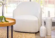 ROSAMAR BOUCLE FABRIC 1 SEATER ARMCHAIR WHITE 100% POLYESTER