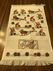 Completed Crosstitch fingertip towel Santa Claus merry Christmas new