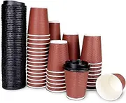 Coffee Cups,12oz,50 Sets - Coffee Cups w/Sleeve Lids, Triple Insulated Coffee Mug with Lid, Heat-Resistant, Spill-Proof, Ideal for Hot & Cold Drinks