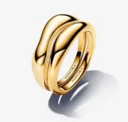Pandora 163264C00-60 Organically Shaped Stacking Rings - 14k Gold-Plated, Size 9