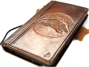 Genuine Leather case fo Iphone 14 13 12 15 Pro Max Wallet Book Vintage Pig Diy 8