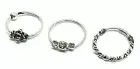 Nose Ring Set 3 Rings 8mm 22g (0.6mm) 925 Silver Piercing Earrings Helix Daith