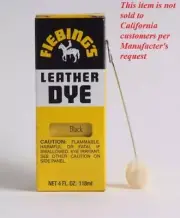 Fiebing's Leather Dye Black 4 oz. with Applicator for Shoes Boots Bags Brand NEW
