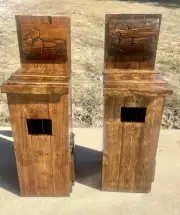 NEW-2 Hand Crafted & Hand Carved Weatherproof Duck Nesting Boxes w/ 4”x3”Hole