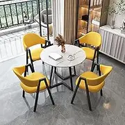 ZYZSY Small Conference Room Negotiation Table Sets, Coffee Dining Table and Chair Set for 4, Combination Table and Chair for Small Spaces, Suitable for Offices(Yellow)