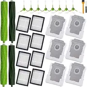 Replacement Parts for iRobot Roomba i3 i3+ i7 i7+ i4 i4+ i5 i5+ j5 j5+J7 i2 i6 i6+i8 i8+/Plus E5 E6 E7 I & E & J Series Vacuum Cleaner,2 Set Rubber Brushes,8 Filters,8 Side Brushes,6 Bags
