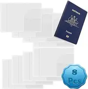 [Aovuqan] 8 Pcs Clear Passport Cover, Transparent Plastic Passport Protector, Waterproof Clear Passport Holder Travel Document Holder Organizer Protector ID Credit Card Travel Protector