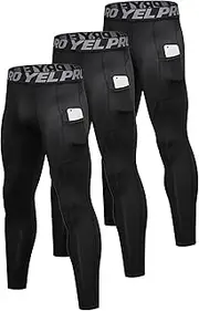 [SPVISE] 1 or 2 Pack Men's Thermal Compression Pants Fleece Lined Sports Leggings Tights Cold Weather Base Layer Bottoms Winter