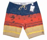 New Volcom Lido Stripe 4 Ways Stretch MID LENGTH Mens Trunk Short Size 32