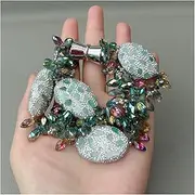 LAnGSHAW 8'' Pave Chips Beads 3 Strands Green Crystal Faceted Teardrop Top-drilled Bracelet