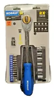 20 Piece Kobalt Double Drive 3/8" Extendable Drive Ratchet Socket Set with Bits