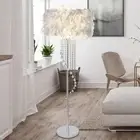 Feather Floor Lamp, Modern Standing Lamp with Crystal Tassel, Bedroom Bedside...