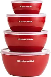 [KitchenAid] Classic Prep Bowls with Lids, Set of 4, Empire Red