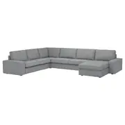 KIVIK corner sofa, 6-seat w chaise longue, Tibbleby beige/grey