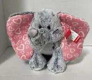 AURORA Pink Elephant 10" Plush Big Ears /Hearts Love Elephant Stuffed Toy