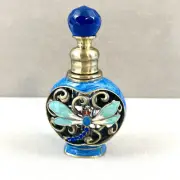 Dragonfly Refillable Perfume Glass Bottle Decorative Enamel Empty Mini .2 oz New