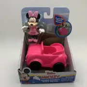Disney Junior Mickey Toy Minnie Mouse Daily Driver Poseable Figure Pink Car New