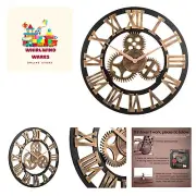 23" inch Noiseless Silent Non-Ticking Gears Not Moving Wall Clock Roman Numer...