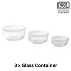 Glass Food Container Set with Glass Lid, 3 Pack, Meal Prep Containers