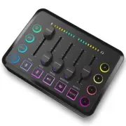 Gaming Audio Mixer,rechargeable Audio Interface Rgb Mixer with Xlr Microphone in