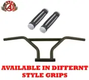 ALTA 4-Piece BMX Handlebar Old School Black W/ BLACK/GRAY BMX Style GRIPS.