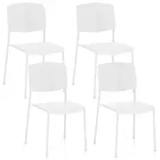 Costway Dining Chair Set of 4 Plastic Chair Kitchen & Dining Room White