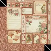 Graphic 45 Time to Flourish Collection Hearts 8" February Cut Apart Cardstock