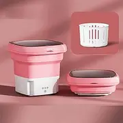 Folding Washing Machine, Portable Mini Washing Machine with Drain Basket, Perfect for Office, Camping, Travelling (4.5L) (Pink)