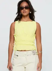 Lavande Ruched Tie Side Top Yellow