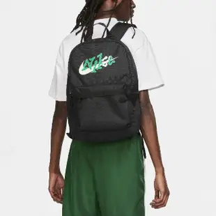 【NIKE 耐吉】後背包 Heritage 男款 黑 綠 大空間 多夾層 背包 雙肩包 筆電包(FN0878-010)