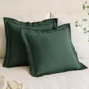Linen Throw Pillow Covers, 2 Piece 18x18 Inch 18" x 18" (Pack of 2) Dark Green