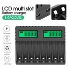 8 Slot Smart Battery Charger for AA/AAA Rechargeable Batteries LCD Display AU