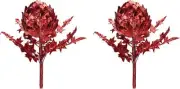 Melrose Set of 2 Red Artichoke Artificial Christmas Stems 18.5"