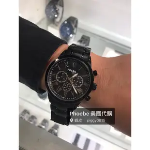 Fossil 不鏽鋼手錶 對表 男女手錶 三眼 全黑  情侶對表